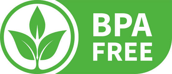 Fototapeta premium BPA free round symbol, green leaves, png illustration