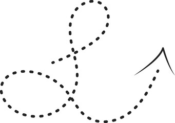 Abstract arrow with dots. Hand draw lineal icon. Pointer and decoration for banners