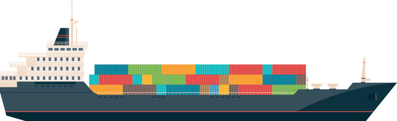 Freight ship icon. Cargo containers shipping transport © ONYXprj