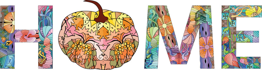 The word HOME. Colorful vector word isolated on a white background