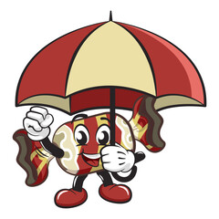 candy character mascot illustration vector with umbrella