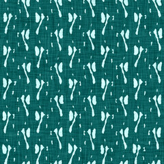 Coastal living aegean teal green broken dyed washed mottled speckle seamless pattern. Rustic marine beach house style home decor textile background. Faded blur irregular shape linen cloth fabric.