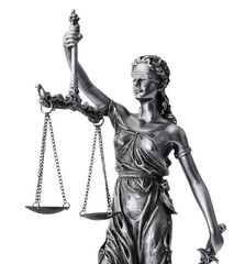 Lady Justice isolated, single object, law concept - obrazy, fototapety, plakaty