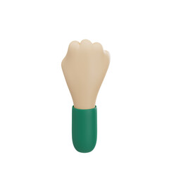 Hand Gestures 3D cartoon commercial style, Green hand signs for communication. Transparent isolated.