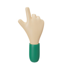 Hand Gestures 3D cartoon commercial style, Green hand signs for communication. Transparent isolated.
