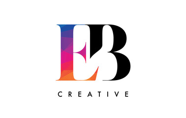 EB Letter Design with Creative Cut and Colorful Rainbow Texture