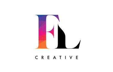 FL Letter Design with Creative Cut and Colorful Rainbow Texture