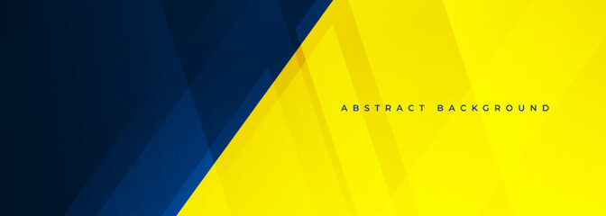 Dark blue and yellow abstract background. Blue and yellow modern abstract wide banner with geometric shapes. Vector illustration - Powered by Adobe