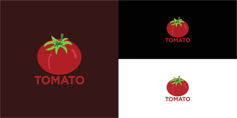 Simple logo design tomato with unique concept premium vector