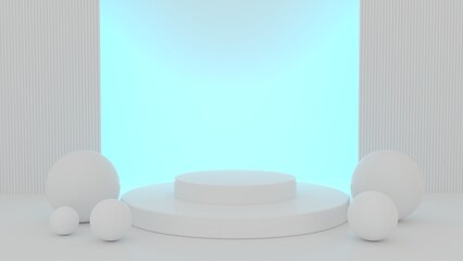 Abstract white color geometric shape background, modern minimalist mockup for podium display or showcase, 3d rendering
