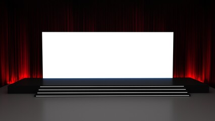 Obraz premium 3D interior scene event led tv light night staging render. 3D Rendering.