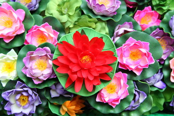 colorful artificial fabric water lily flower