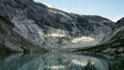 Zelfklevend Fotobehang Fonte des glaciers suite au réchauffement climatique, glacier du Nigardsbreen © Boris V. 