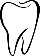 Tooth logo icon for dentist or stomatology dental care design template. Vector isolated black line contour tooth symbol for dentistry clinic or medical center and toothpaste package