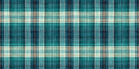 Teal rustic coastal beach house border check fabric tile. Seamless sailor flannel edging trim textile. Gingham rustic banner ribbon endless tape.