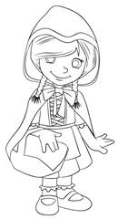 Little red riding hood. Element for coloring page. Cartoon style.