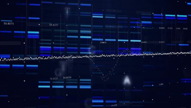Animation of dna strand spinning and data processing