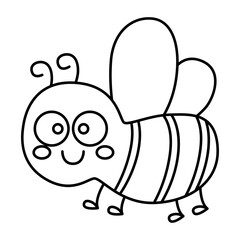 Cute smiling butterfly line