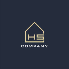 Initial letter HS real estate logo with simple roof style design ideas