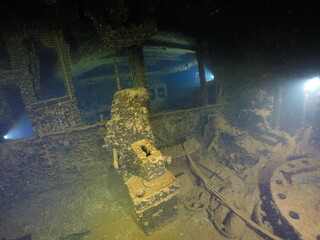 Famous wreck ship Fujikawa maru in Truk lagoon.