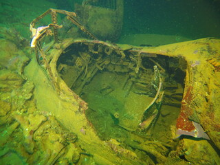 Famous wreck ship Fujikawa maru in Truk lagoon.