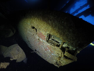 Famous wreck ship Fujikawa maru in Truk lagoon.