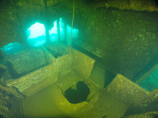 Famous wreck ship Fujikawa maru in Truk lagoon.