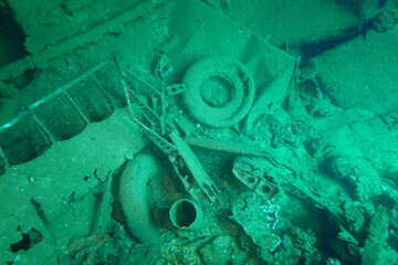 Famous wreck ship Fujikawa maru in Truk lagoon.