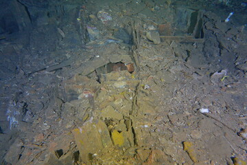 Famous wreck ship Fujikawa maru in Truk lagoon.
