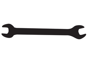 Black silhouette of Metal wrench isolated on white background white background. Repair tool. Vector illustration