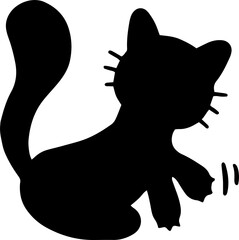 Black cat, halloween doodle clipart transparent background