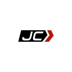 Letter JC logo with simple right arrow design ideas