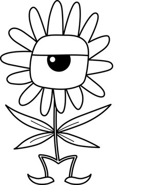 One eyed scary flower, Halloween clipart