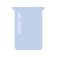 Glass flask illustration. School supply flat design. Back to school. Empty transparent glass flask icon. Plastic container, tool for medical and chemical research