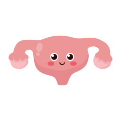 cute and funny Human uterus anatomy icon. flat cartoon characters style. bright and cute