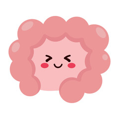 cute and funny Human Intestine anatomy icon. flat cartoon characters style. bright and cute.
