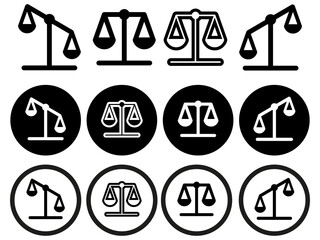 Set of black scales on white backboard. Business vector illustration.