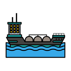 Oil Tanker Ship Sails Across the Ocean Concept, Very Large Crude Carrier Vector color Icon Design, crude oil and natural  Liquid Gas Symbol, Petroleum  and gasoline Sign, power and energy market stock