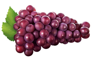 Cacho de uvas com folhagem em fundo branco
