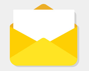 vector icon of an envelope with letter. Image open and close Yellow postal envelope. Illustration envelope letter in a flat