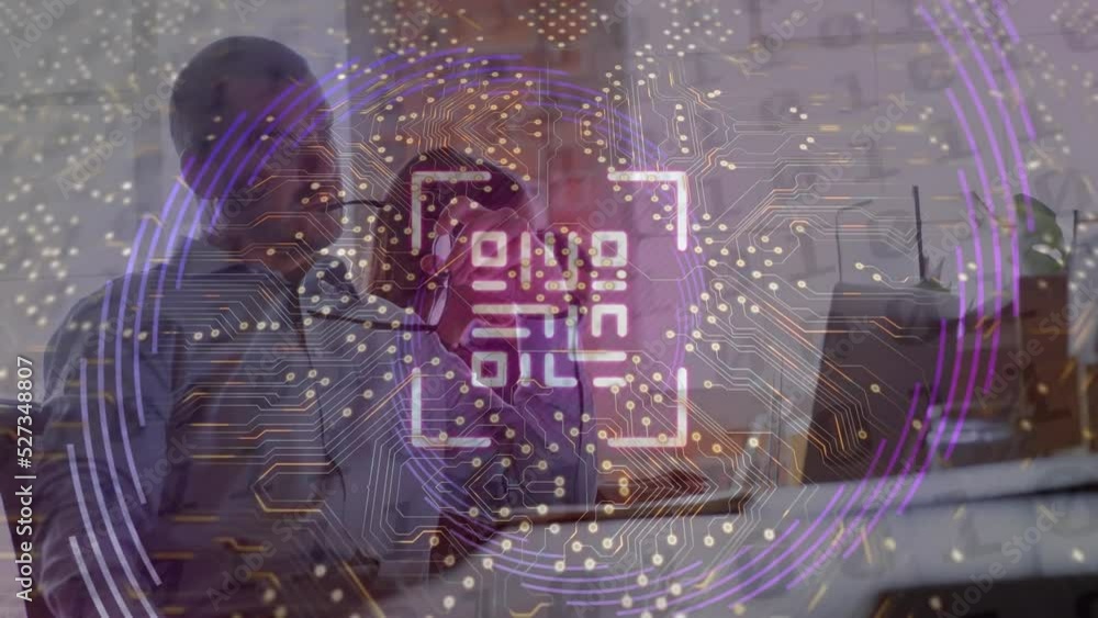 Poster animation of statistics and data processing over cityscape