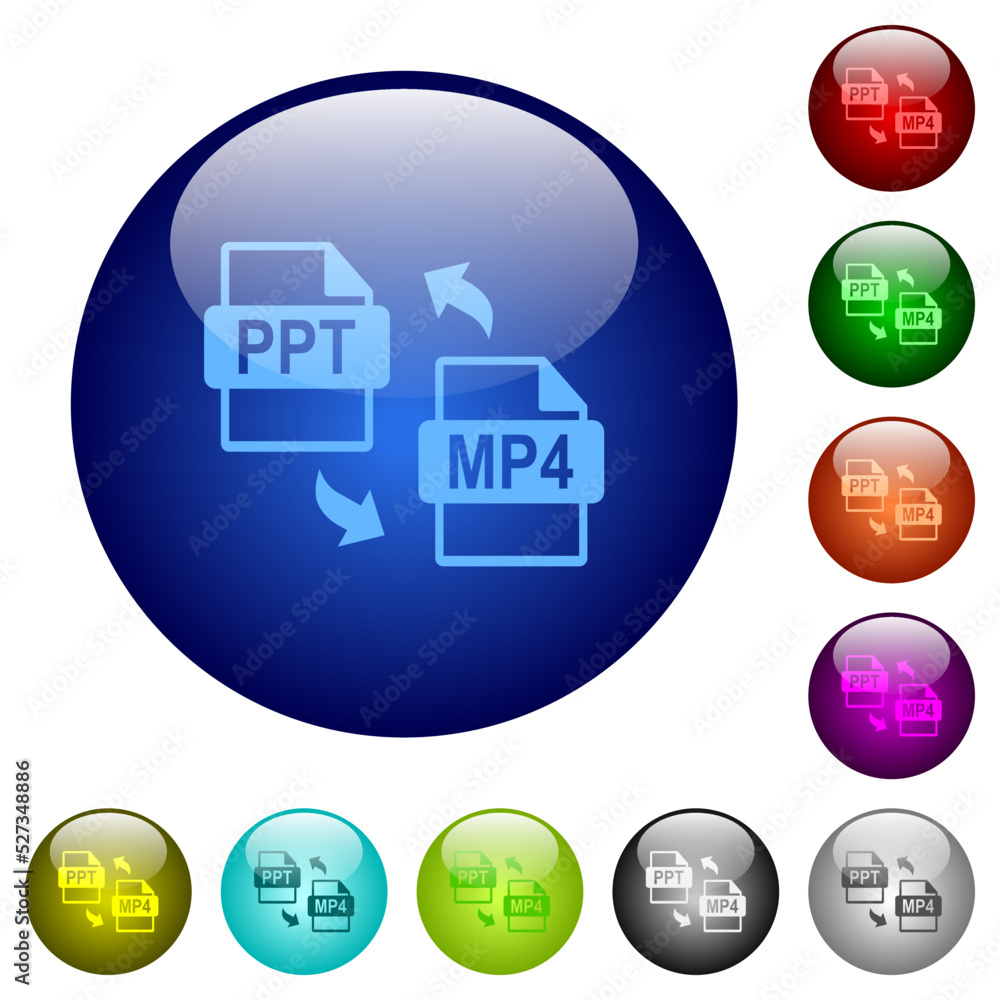 Poster PPT MP4 file conversion color glass buttons