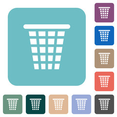 Single empty wide trash solid rounded square flat icons