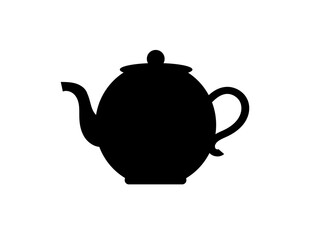 Flat black vector icon - kettle.