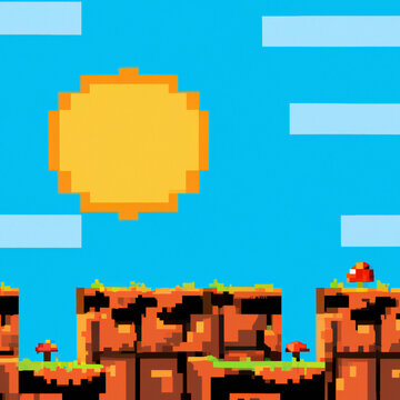 Retro Video Game Pixel Art Background