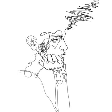 recommend clip art: One continuous line thinking woman. Vector minimalist illustration isolated on white background. 