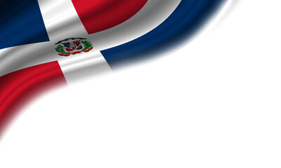 Wavy flag of Dominican Republic against white background. 3d illustration