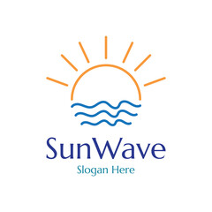 sun and waves illustration design vector template