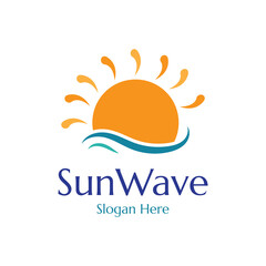 sun and waves illustration design vector template