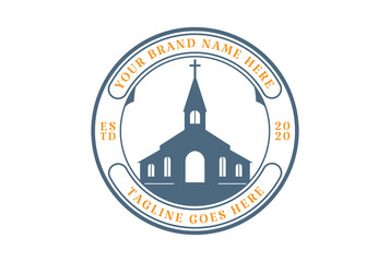 Obraz premium Vintage Retro Christian Church Chapel Badge Emblem Logo Design Vector